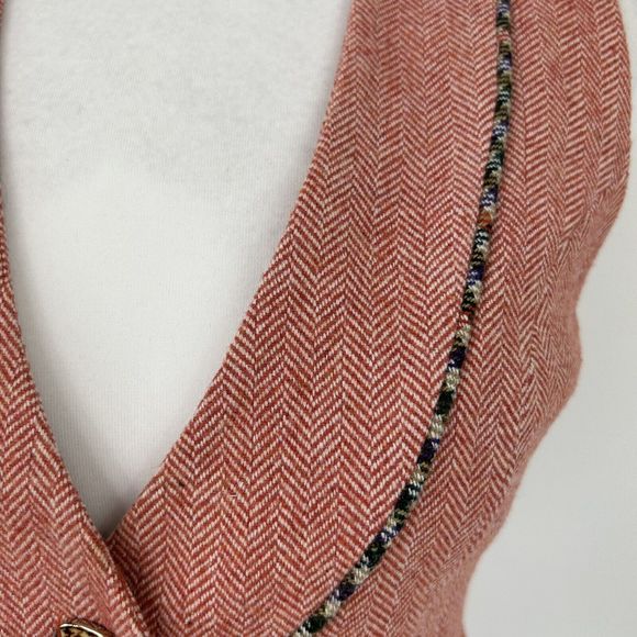 Joe Browns Waistcoat Size 12 Red Herringbone Corset Back Lined Wool Content - Picture 4 of 10